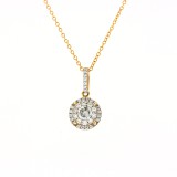 0.76 Cts. 14K Yellow Gold Invisible Set Diamond Pendant With Halo